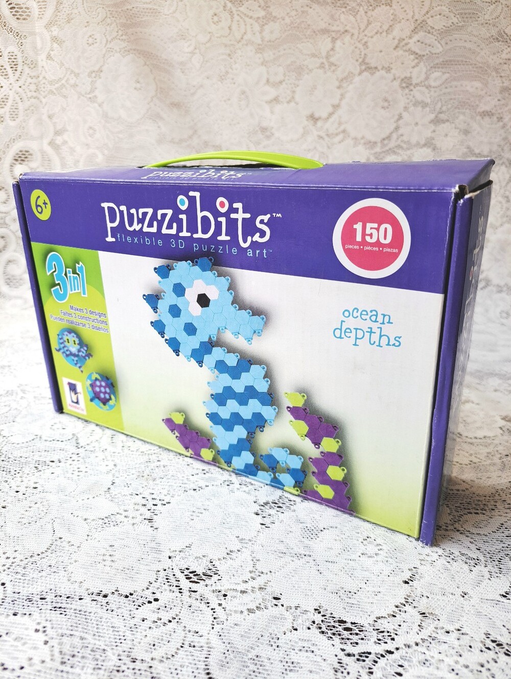 Vintage Flexible 3D Puzzle Art Set Ocean Theme Seahorse Turtle Octopus EUC